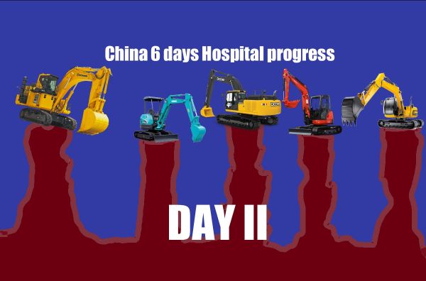 Ziua II. Progresul construcţiei spitalului din China.