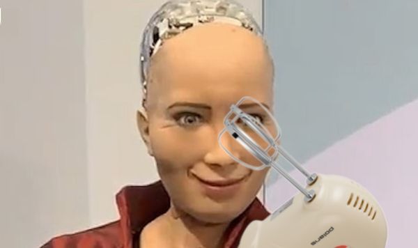 Robotul Sophia şi-a întâlnit pentru prima dată bunica.